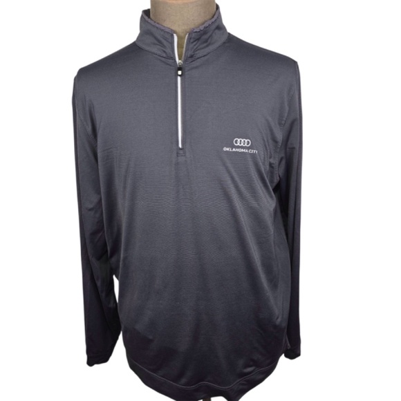 FootJoy Men's XL Gray Micro Stripe Audi Oklahoma City Quarter-Zip Golf Pullover. - Picture 3 of 10